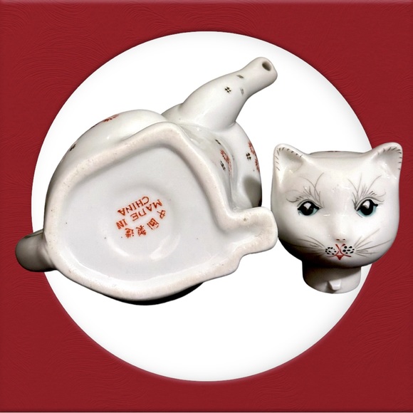 Vintage Chinese Lucky Waving Cat Teapot/Creamer Floral Retro Kitsch decor - Picture 8 of 8
